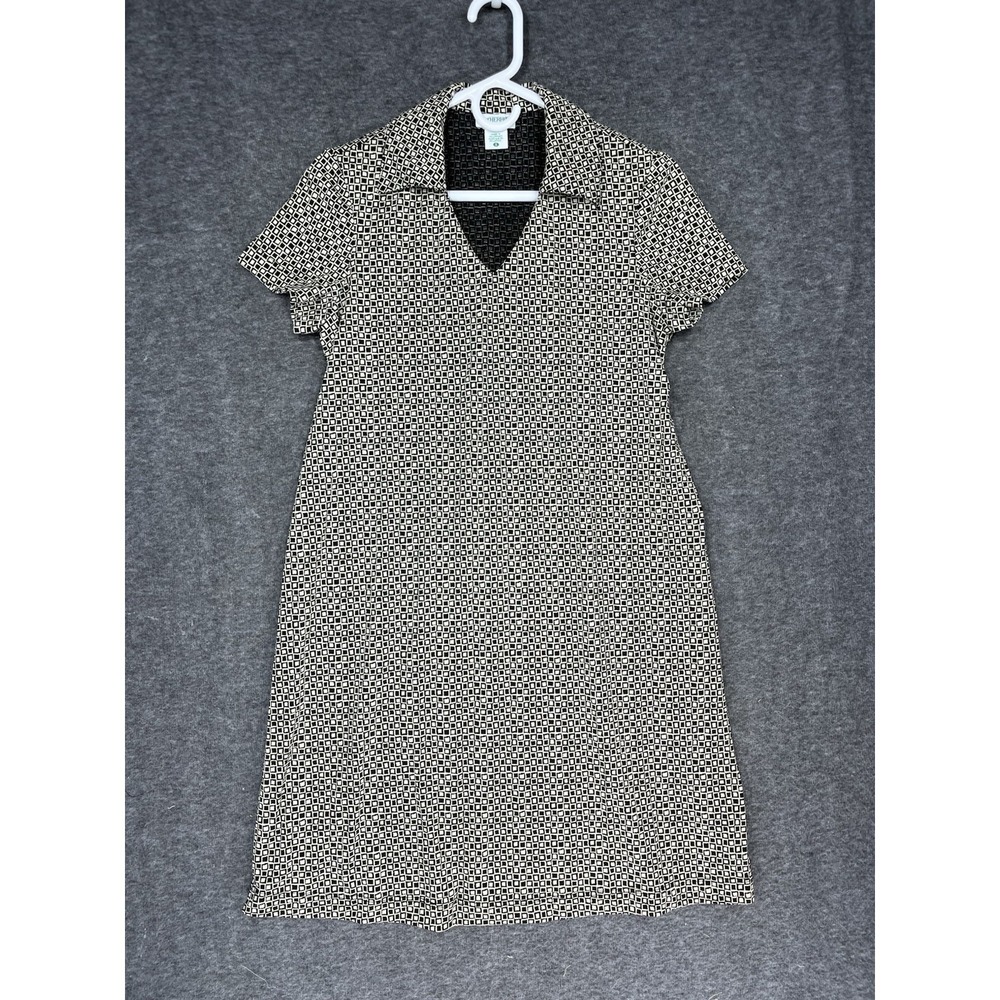 Y2K Motherhood Maternity Dress Black Beige Geometric Size S Collar Rockabilly
